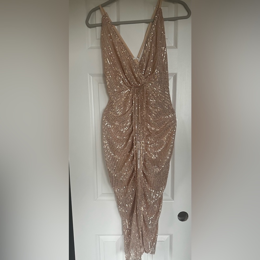 Elegant Sequin Dress in Champagne